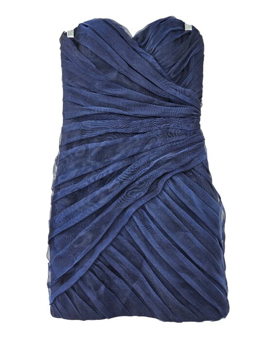 Theia Dresses & Skirts - Theia Strapless Ruched Tulle Cocktail Dress Navy Blue Women's Size 6 Evening